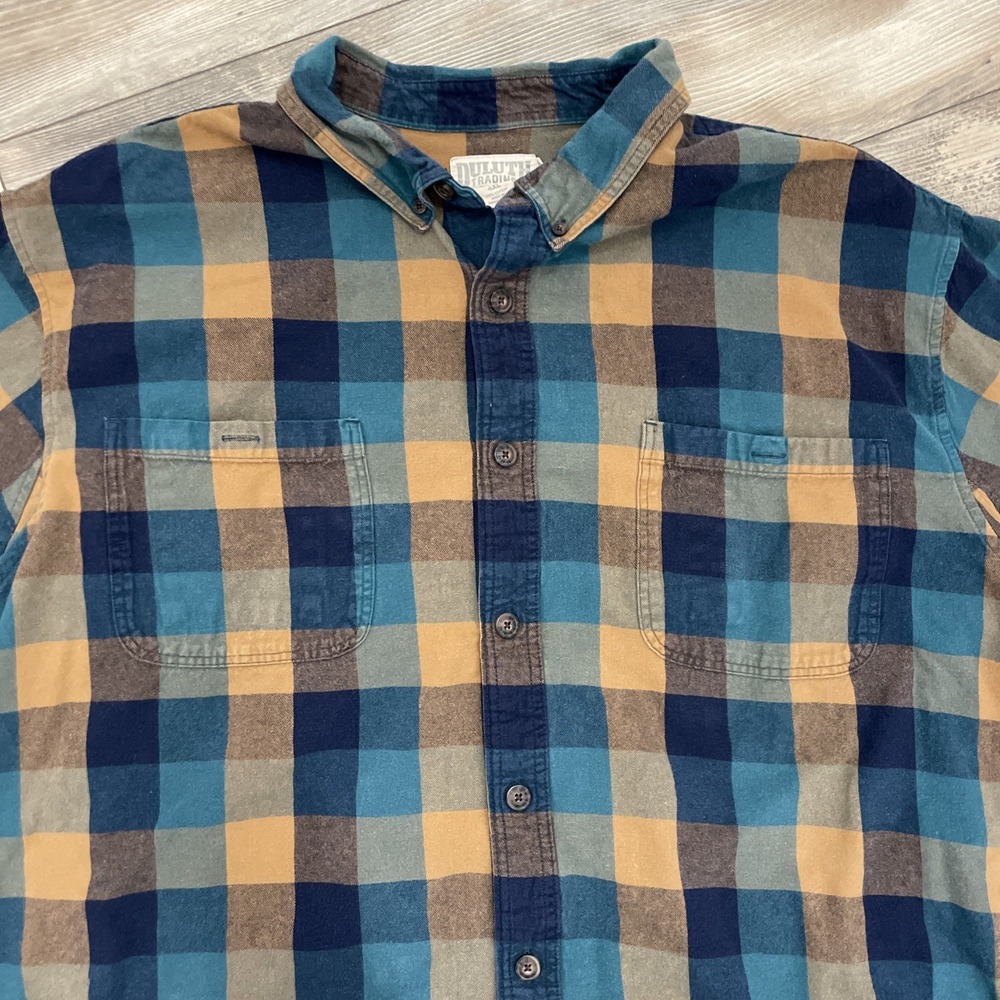 Duluth Trading Shirt Mens 4XL Plaid Flannel Button Up Heavyweight Cotton